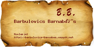 Barbulovics Barnabás névjegykártya